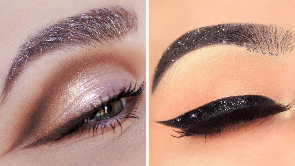 Discreet glitter eyebrows