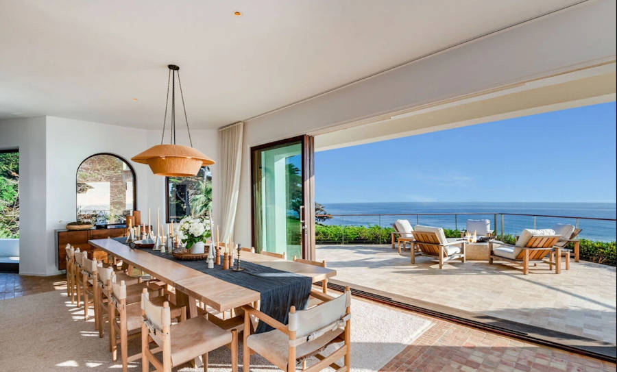 Kim Kardashin's Malibu mansion overlooks the sea.