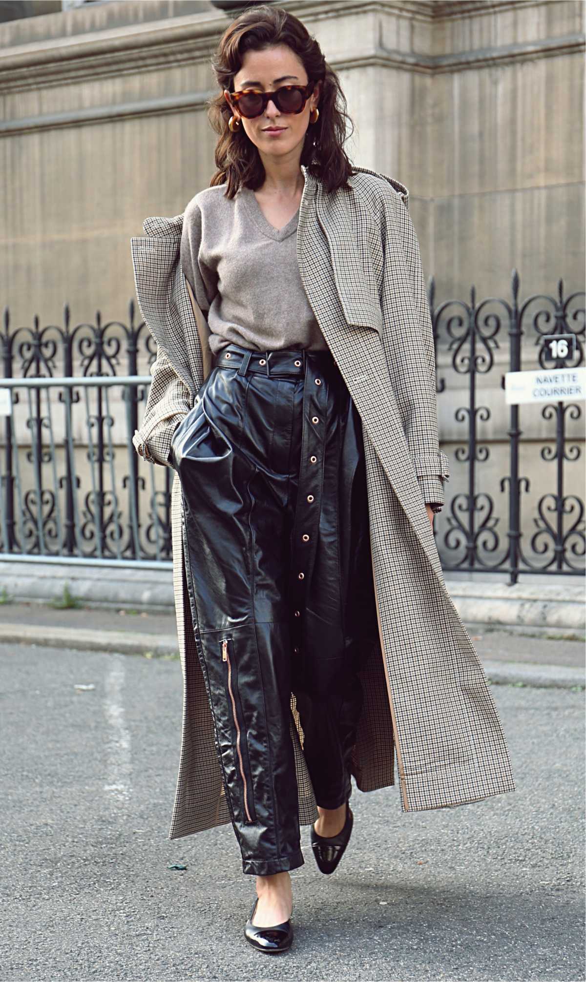 look with leather pantaloon pants