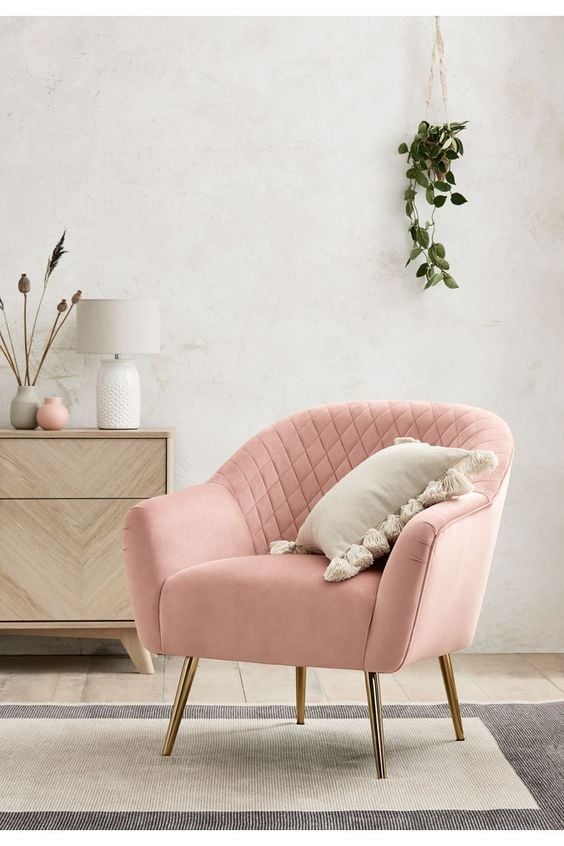 Pink armchair.