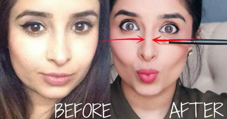 Makeup trick to slim your nose