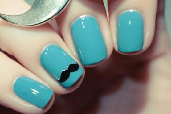 Mustache decorated nails