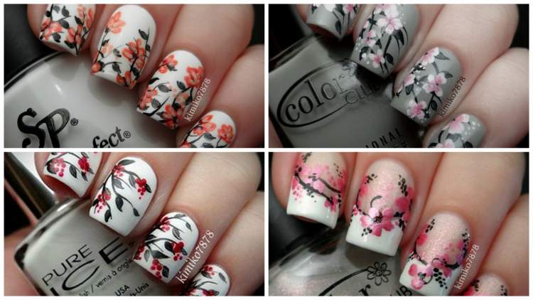 nail designs decorated with flowers