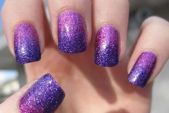 Nails decorated with glitter