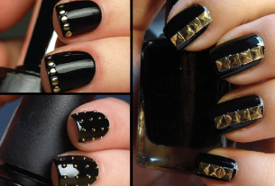 Nails decorated with spikes step by step