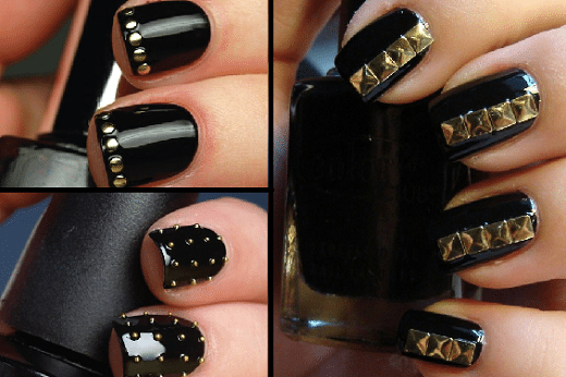 Nails decorated with spikes step by step