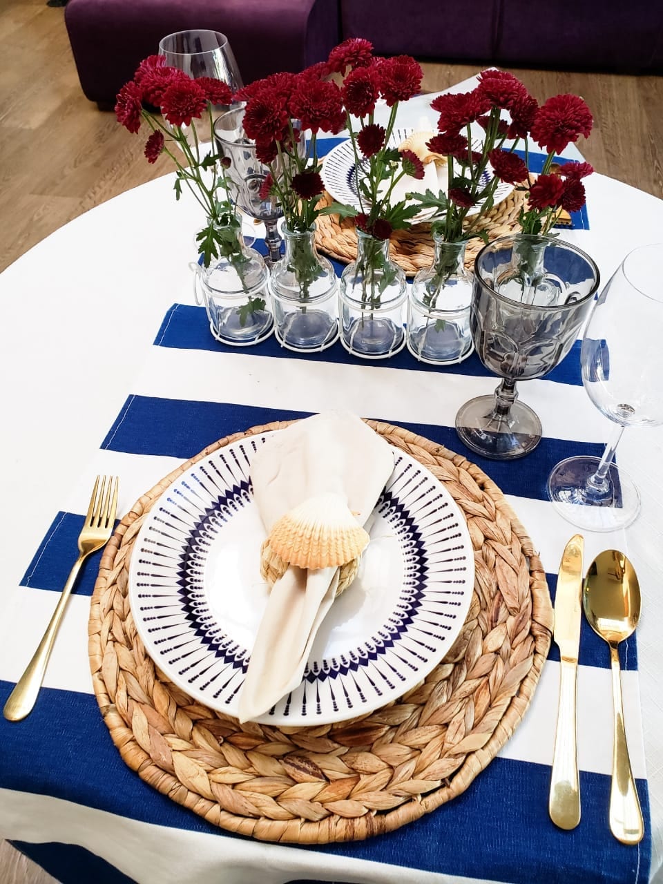 romantic jantar table posta navy