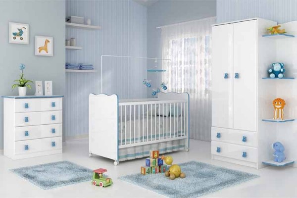 blue and white boy baby room