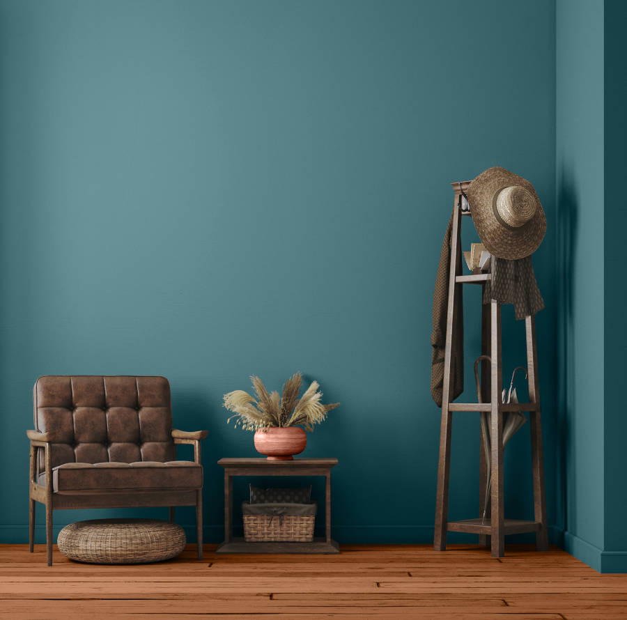 Entrance hall with wall in the color Vining vy.