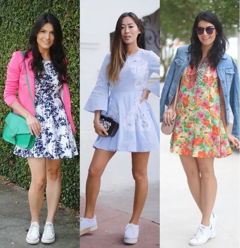 Check out now several ways to wear a dress with sneakers