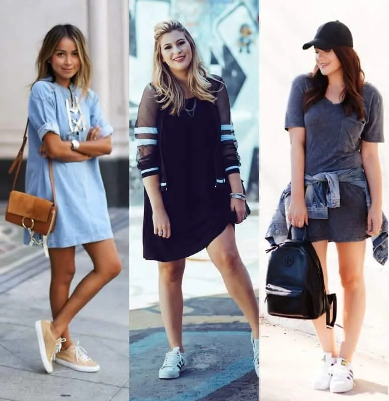 Check out now several ways to wear a dress with sneakers