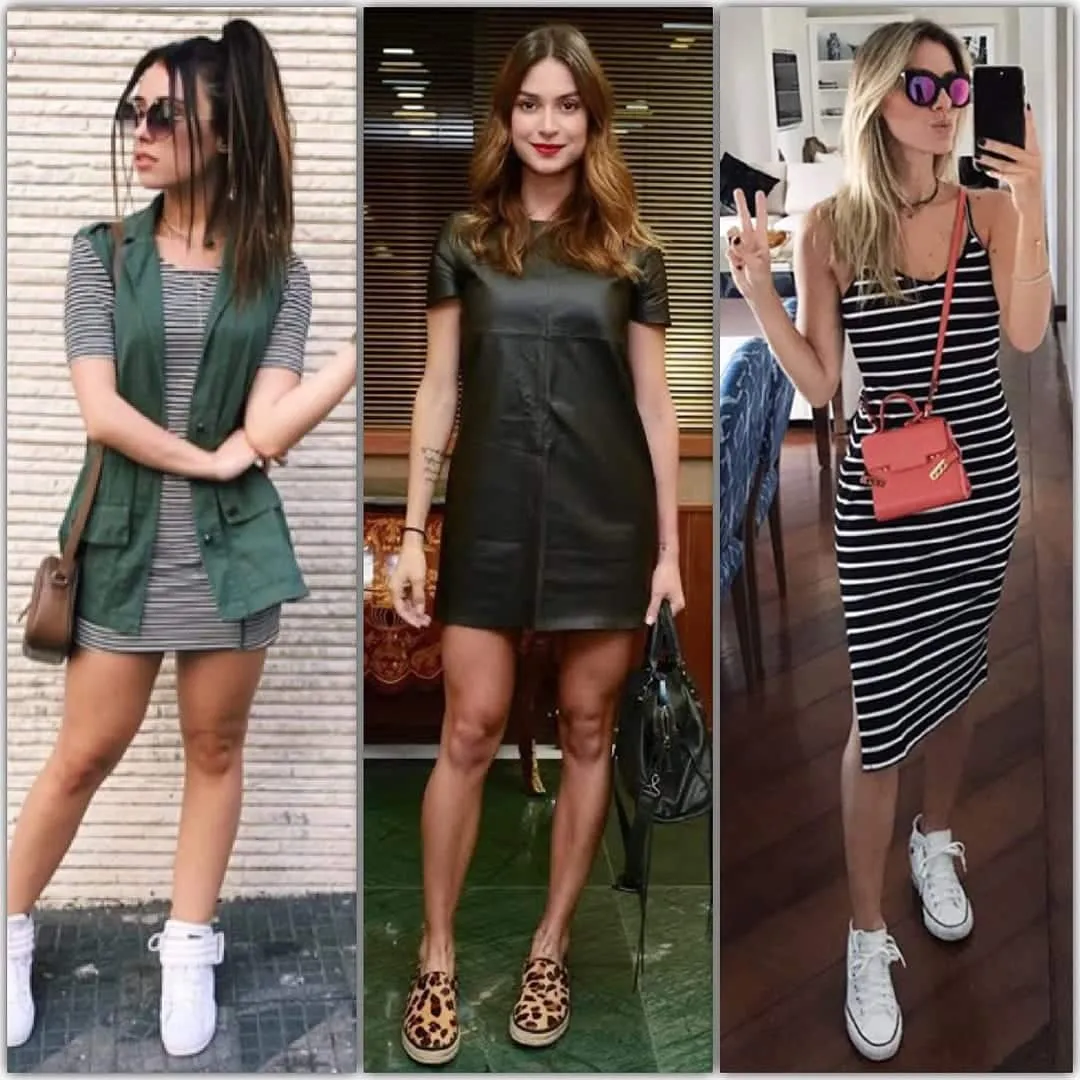 Check out now several ways to wear a dress with sneakers