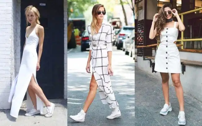 Check out now several ways to wear a dress with sneakers