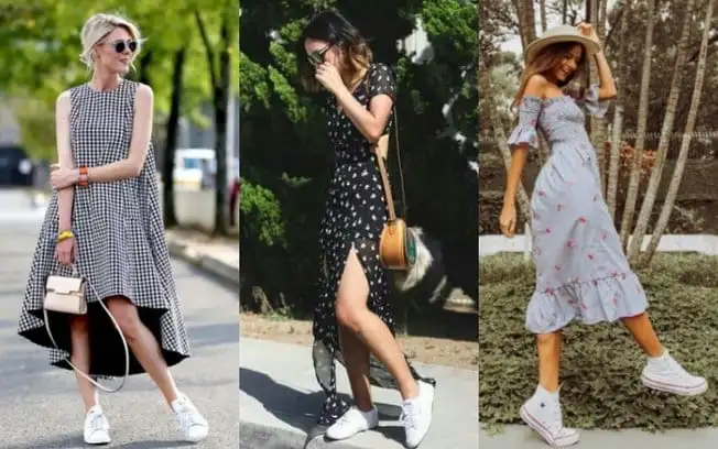 Check out now several ways to wear a dress with sneakers