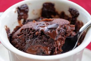 Microwave brownie requires 5 ingredients and is ready in 4 minutes