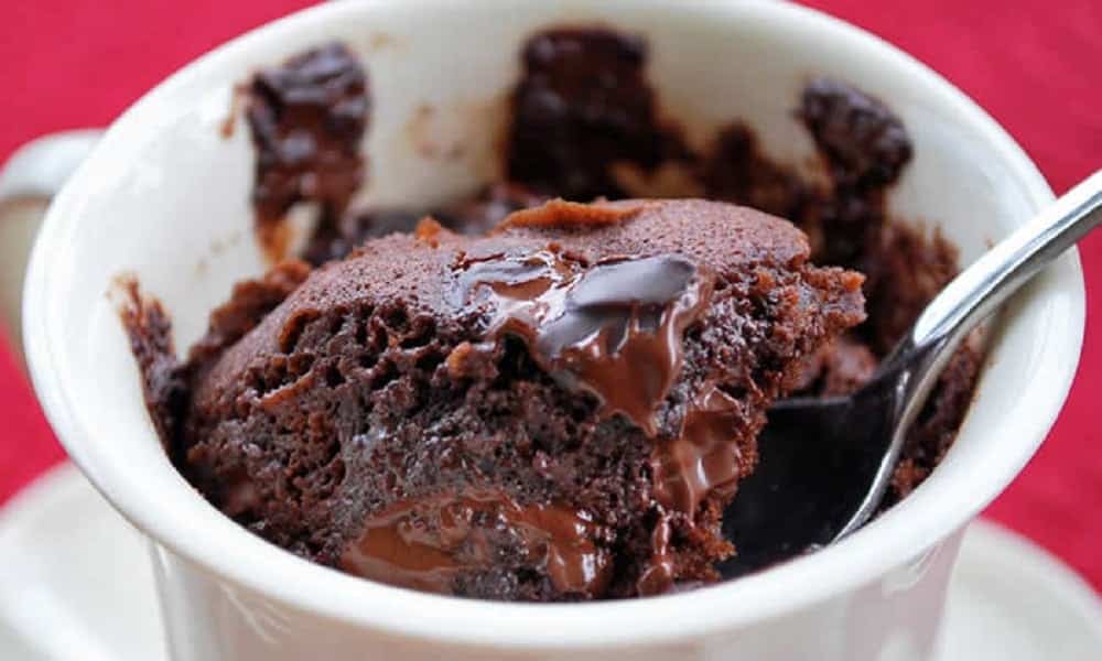 Microwave brownie requires 5 ingredients and is ready in 4 minutes