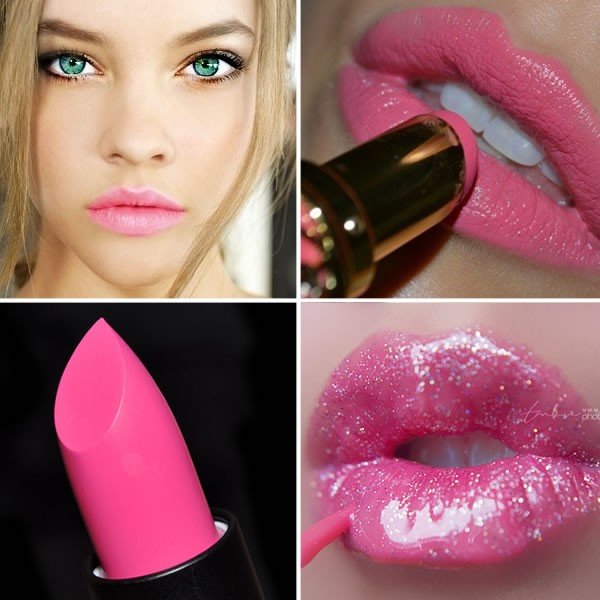 maquillaje con labial rosa