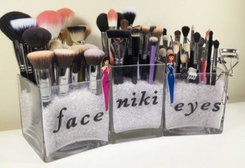 vases to organize makeup