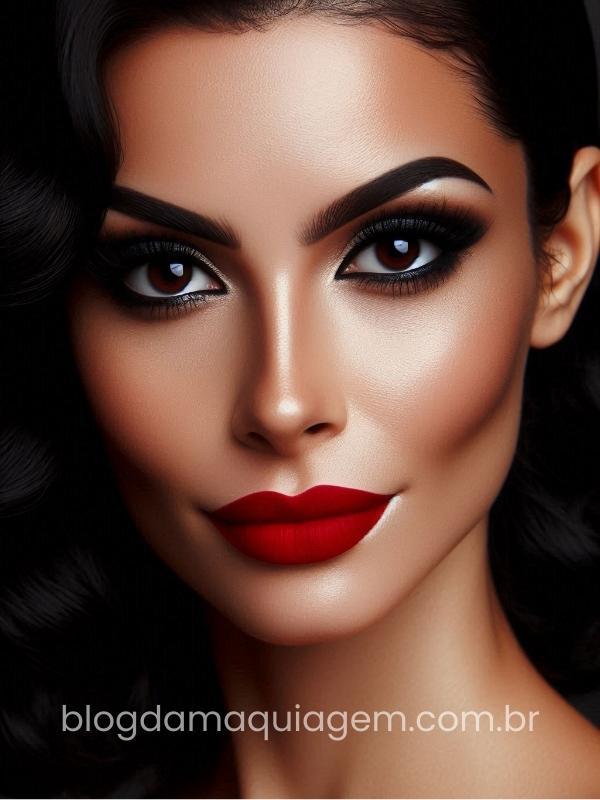 black makeup with red lipstick