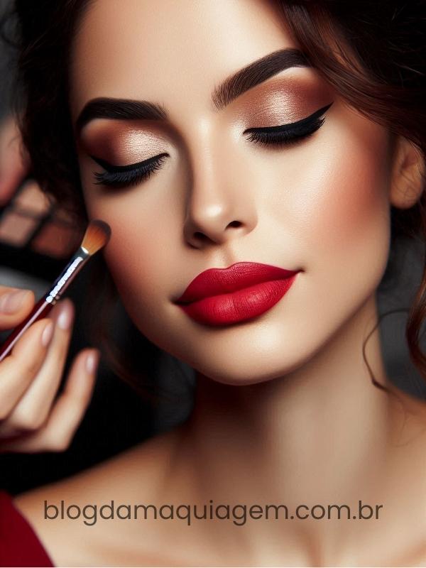 glam makeup with red lipstick