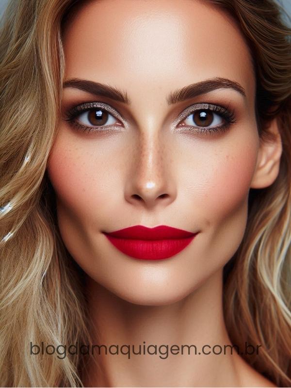 fair skin makeup with red lipstick