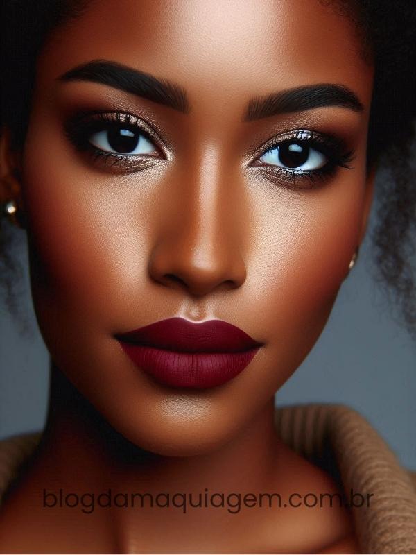 dark skin makeup with red lipstick