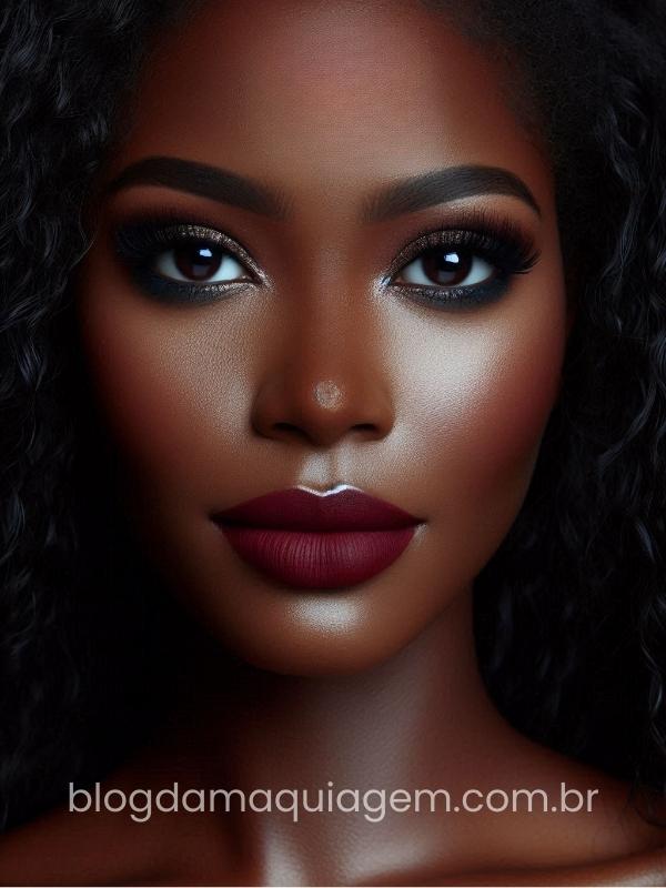 dark skin makeup with red lipstick