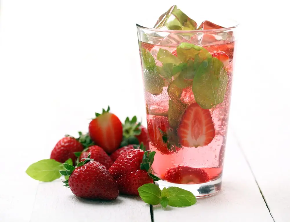 Meal with a bowl of strawberry-mint