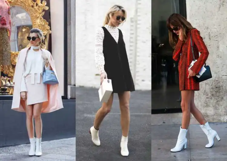 Looks with 60s style white boots