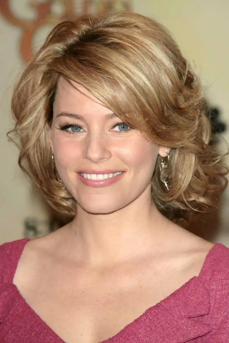 short hair, voluminous with bangs side