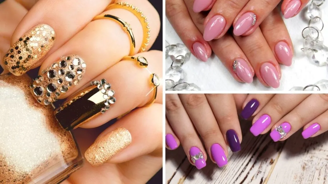 Nail arts com pedraria é uma das tendências de unhas decoradas 2020 - (Fotos: shutterstock)