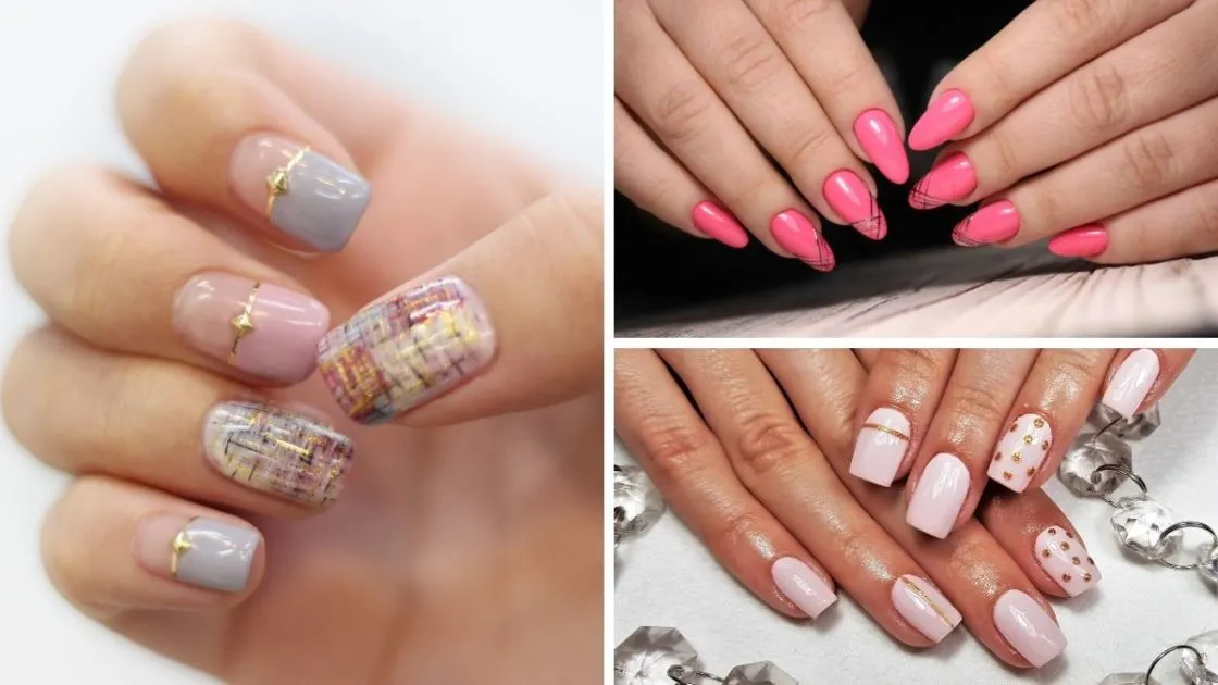 Unhas decoradas com fita metalizada - (Foto 1: Canva) (Fotos 2 e 3: shutterstock)