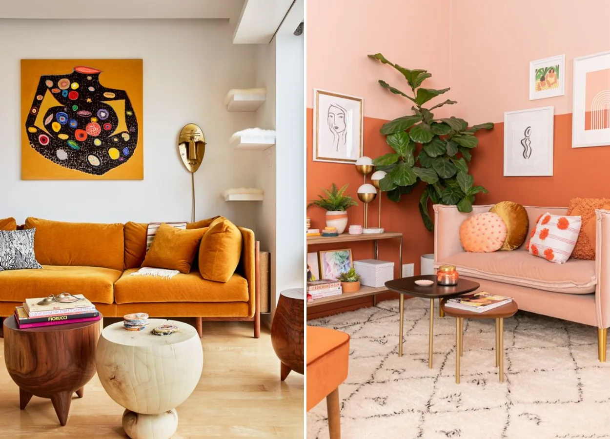 Cores na decoração: laranja na sala de estar