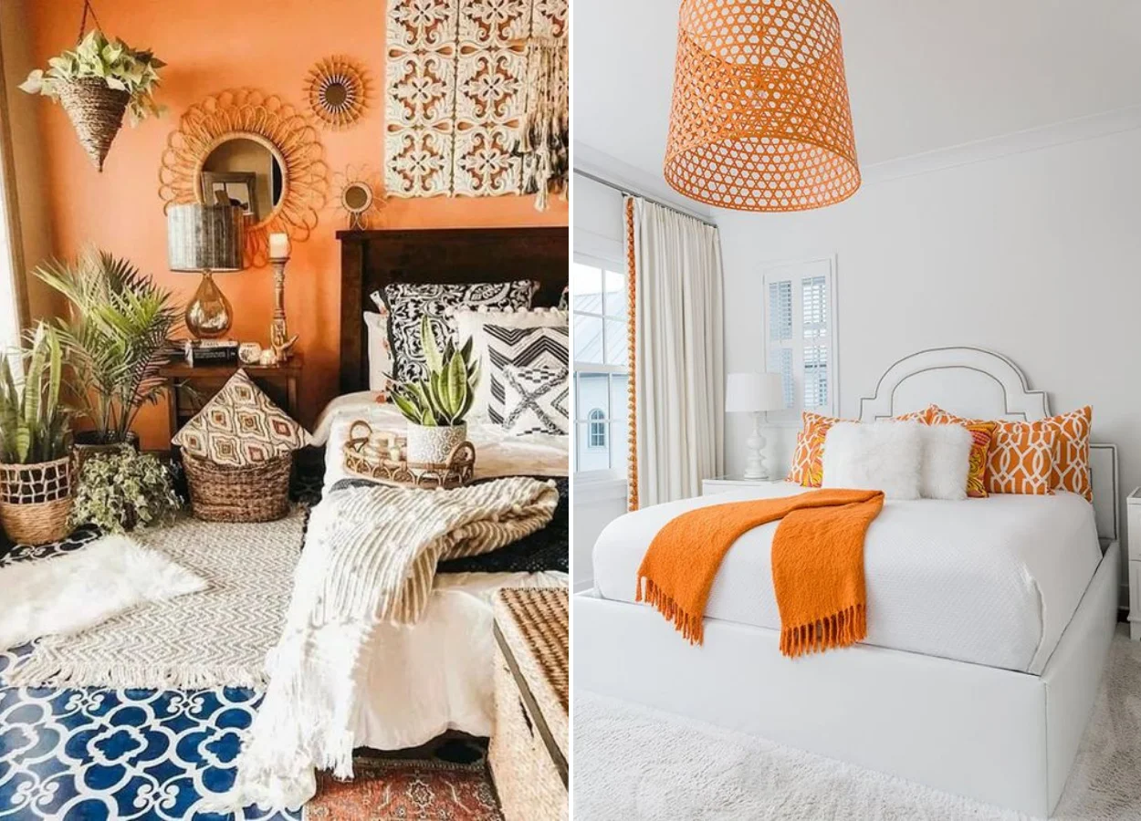 Quartos com laranja no décor