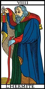 Card of the Hermit from the tarot of Marseilles