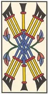 Card of the tarot, seven of swords