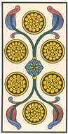 Tarot card, six of Diamonds,