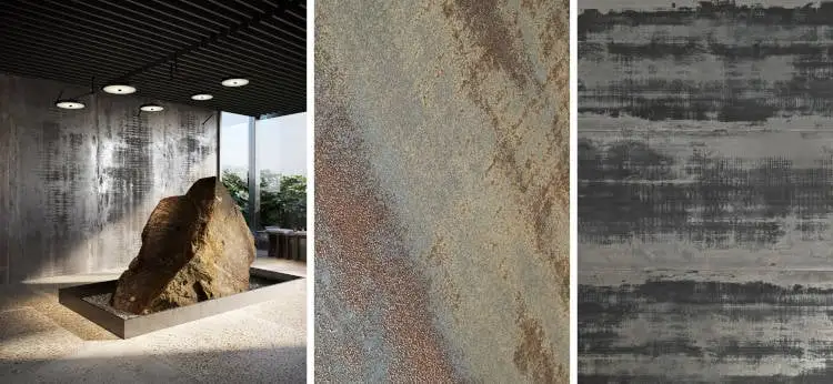 La capa de tejidos naturales que imitan a la piedra.