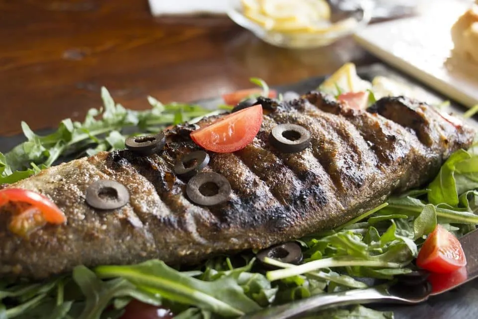 Grilled fish, filled with